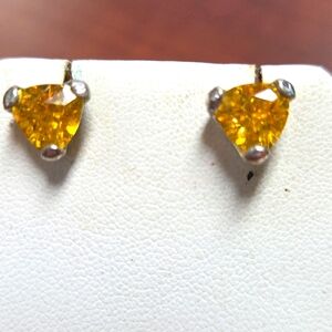 Trillion Cut Cz Earrings. Gold